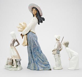 FIGURINER, 4 st, porslin, Lladro, Spanien.