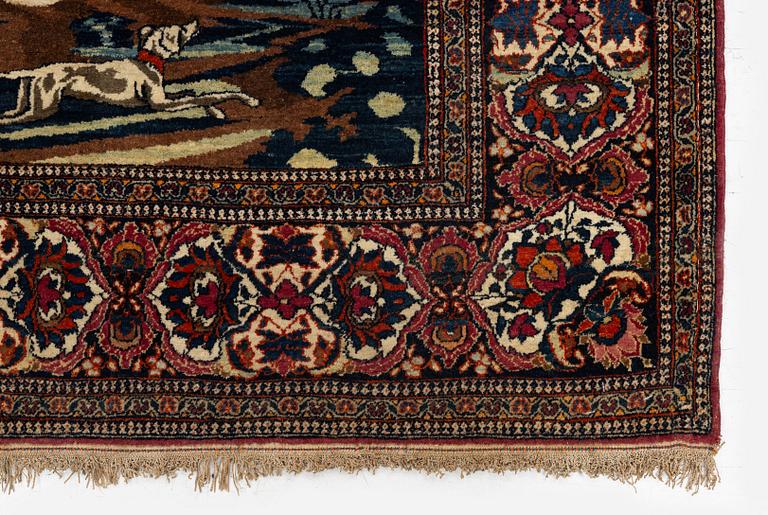 A pictoral Kashan rug, Central Persia, Souf, c. 201 x 142 cm.