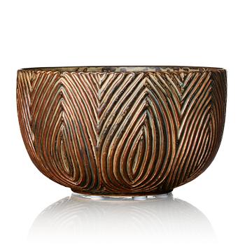 Axel Salto, a 'fluted style' sung glazed stoneware bowl, Royal Copenhagen, Denmark 1968, model 20568.