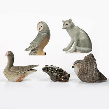 Paul Hoff, Figurines, 5 pieces, Gustavsberg for NK, Nordiska Kompaniet in collaboration with WWF.