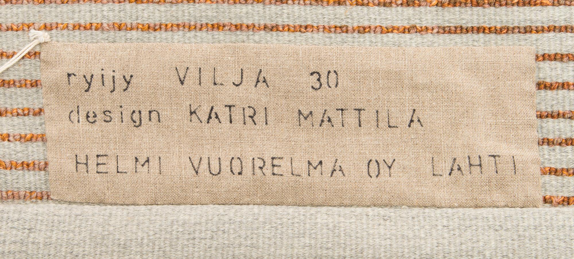 Katri Mattila, rya, Helmi Vuorelma, Lahtis. Ca 172x105 cm.