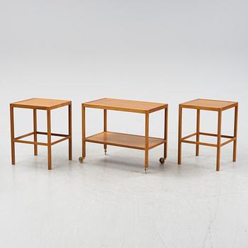 Nordiska Kompaniet, sideboard med ett par satsbord och serveringsvagn, 1950-tal.