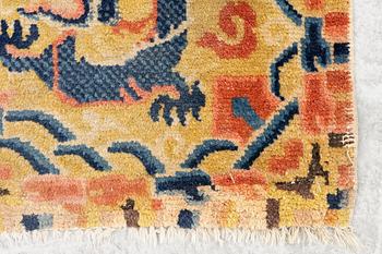 A Chinese antique Ningxia rug, late Qing dynasty, c. 128 x 67 cm.