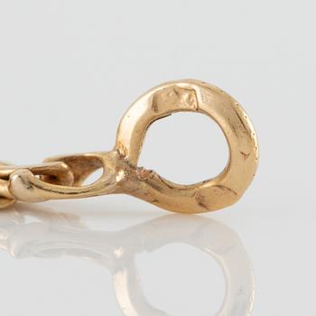Pocket watch, 14K gold with chain, 32 mm.