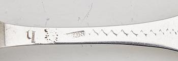 A set of six Swedish 18th century silver dinner-forks, mark of Kilian Kelson, Stockholm 1752-1754.