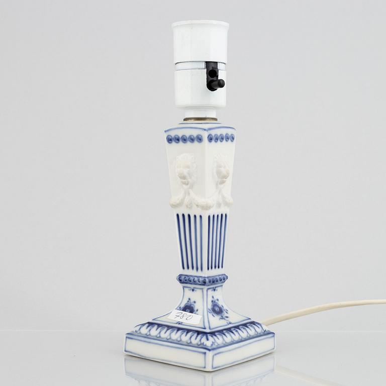 A 'Blue Fluted Plain' / 'Musselmalet' porcelain table lamp, Royal Copenhagen, model number 15A, 1969-73.