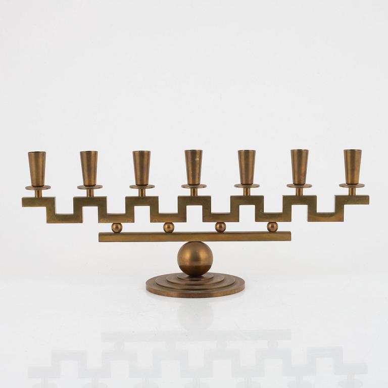 Candelabra, brass, attributed to Firm Lars Holmström, Arvika, second half of the 20th century.