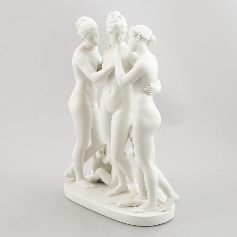 Bertel Thorvaldsen, after. Figure group, parian, "The Three Graces", Royal Copenhagen, Denmark.