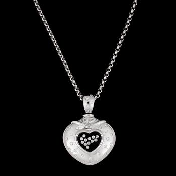 166. A brilliant cut diamond heart necklace, tot. app. 2.50 cts.