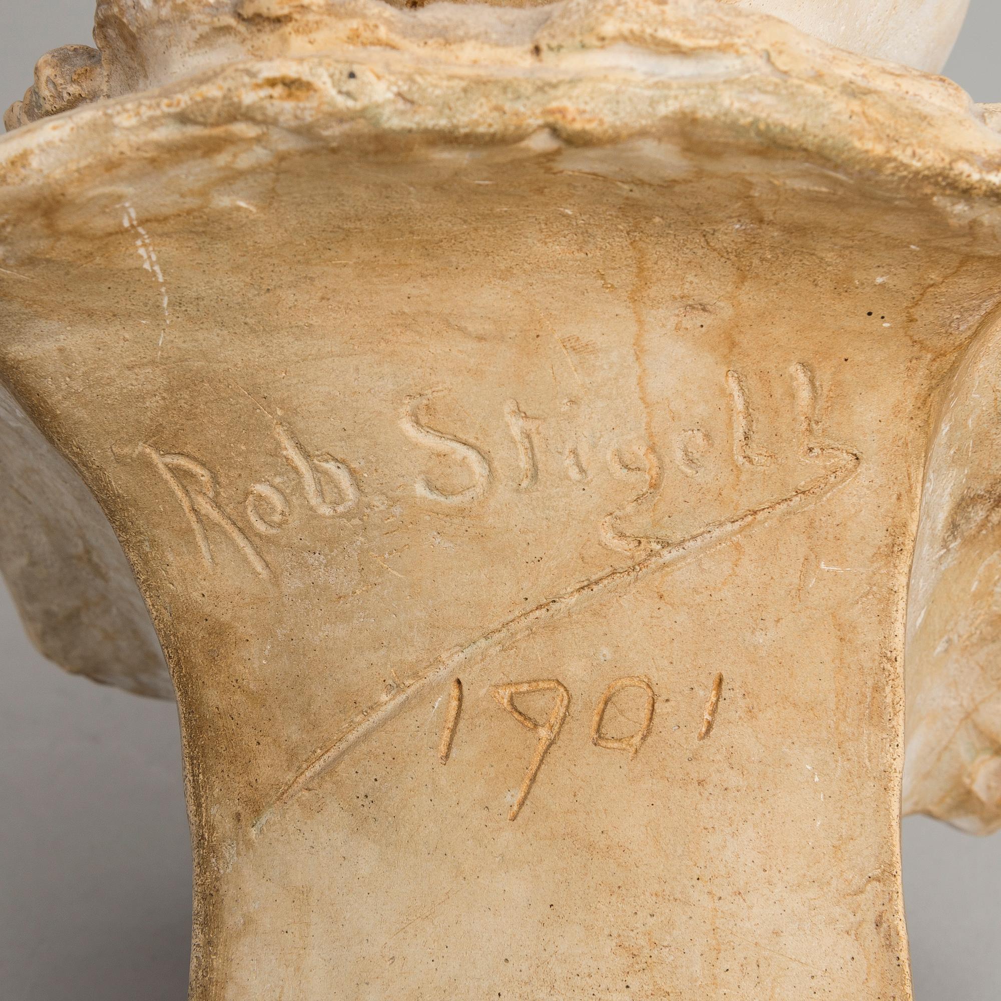 ROBERT STIGELL, gipsbyst, signerad och daterad 1901.