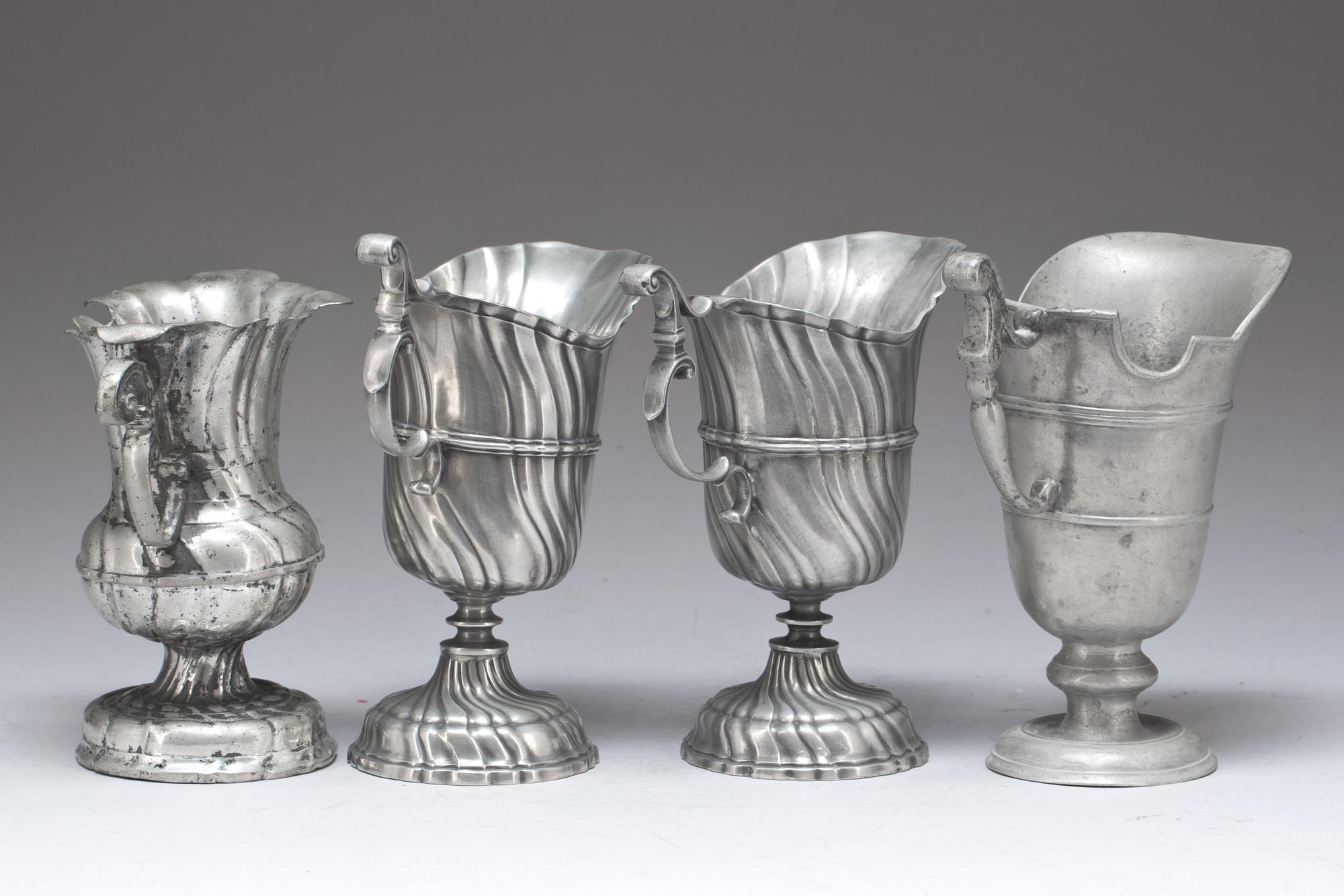 VINKANNOR, tenn, 4 st. 1800-tal.