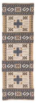 220. Märta Måås-Fjetterström, a 'Blå essbård' (also  S-bård), flat weave c. 142 x 42 cm, signed AB MMF.