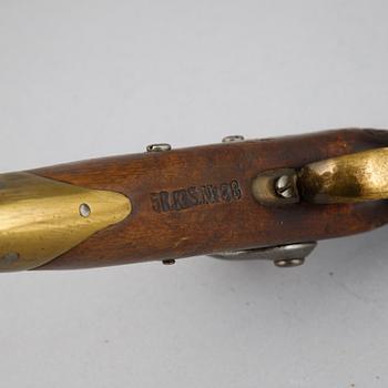 A smooth bored Swedish percussion pistol, 1850 pattern.