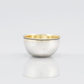 A probably Swedish 18th Century parcel-gilt silver tumbler, unidentified makers mark LWK.
