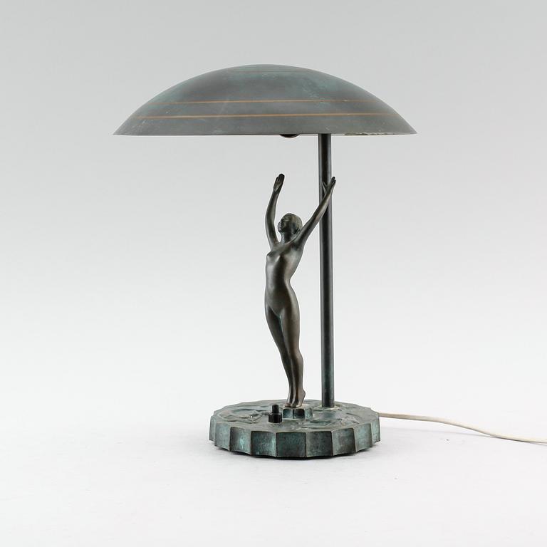 BORDSLAMPA, brons, art déco, 1920-tal.