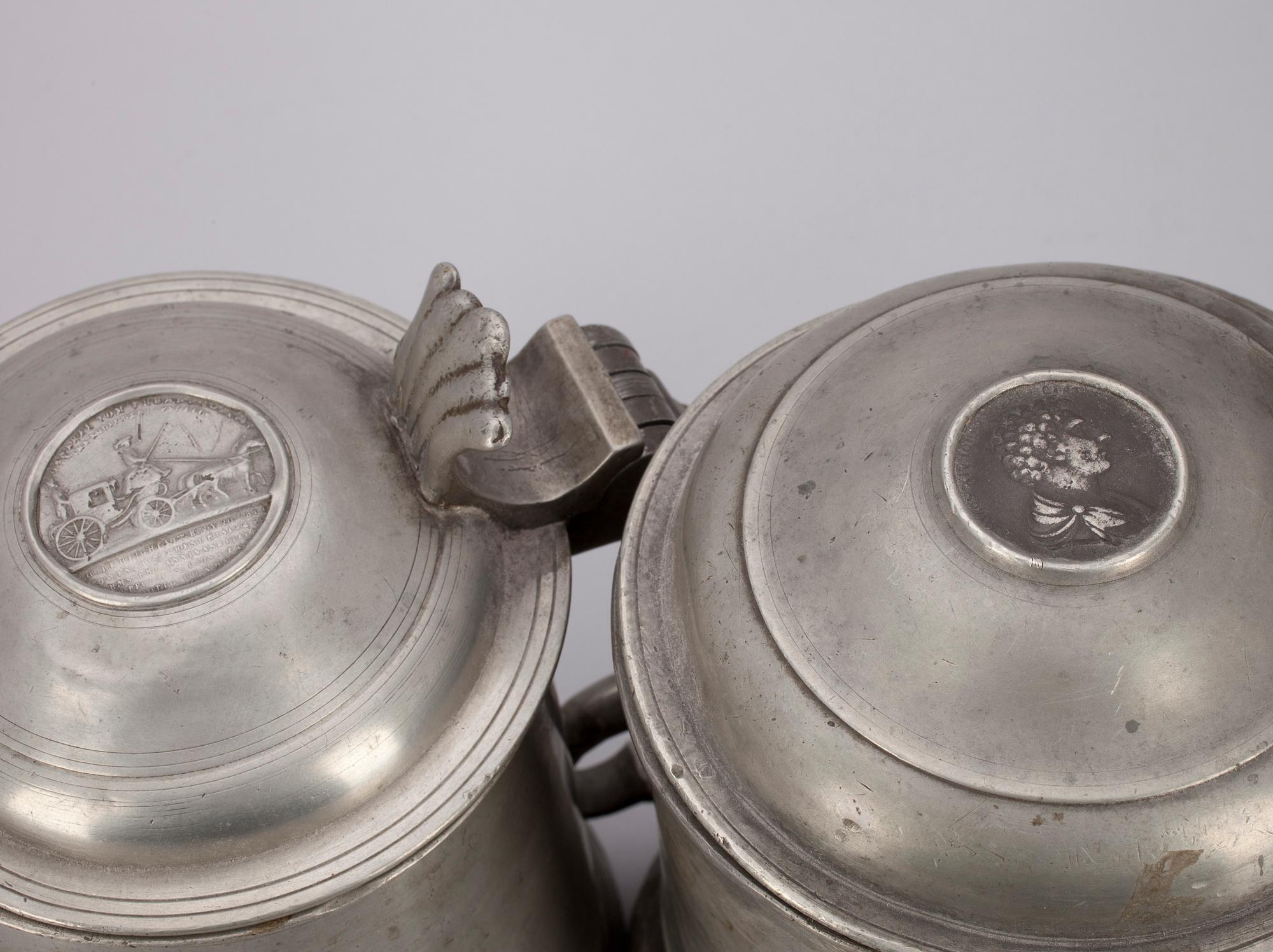 STOP, 2 st, tenn, Carl Bröske 1798-1822, Stockholm. Nils Eric Justelius 1820-1866, Eksjö, Sverige.