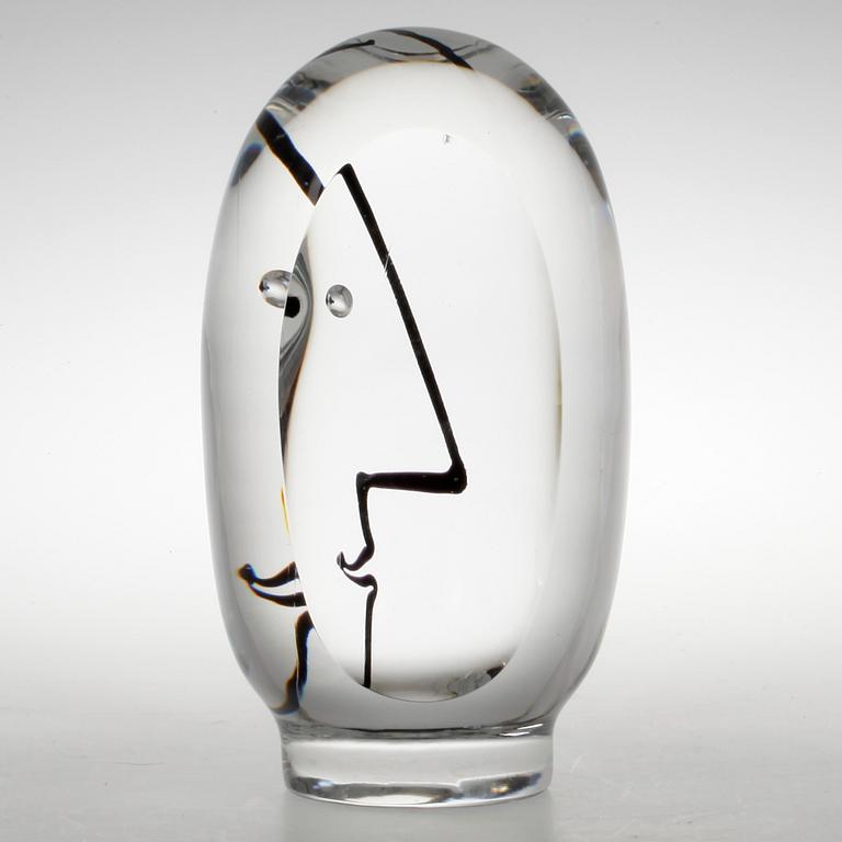 GÖRAN WÄRFF, skulptur "Dykarens upptäckt" glas, signerad, Kosta Boda unik.