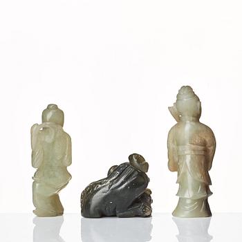 The nephrite figurines, China, circa 1900.