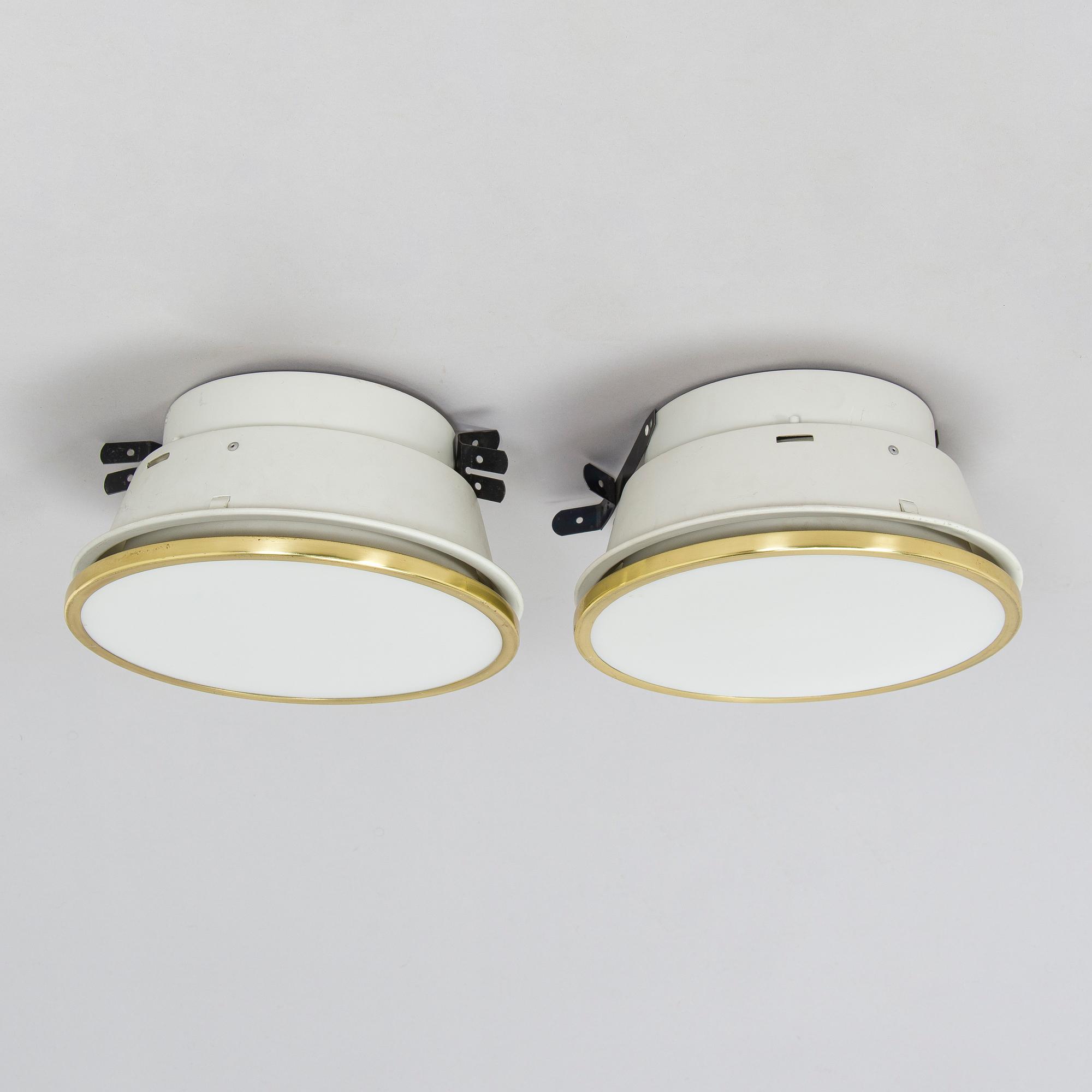 Arne Jacobsen, A pair of 'Munkegaard' ceiling lights for Louis Poulsen, Denmark.