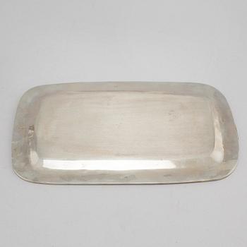 Six liqeur glasses on a tray, mother of pearl and alpaca, Mexico, second half of the 20th century.