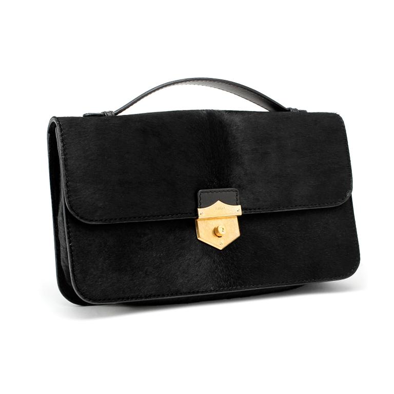 ALEXANDER MCQUEEN, a black pony hair clucth bag.