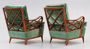 A pair of Swedish Modern mahogany armchairs, Bodafors 1945's-50's.