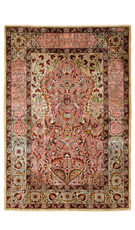 Matta, semiantik silke Hereke, Västra Anatolien, ca 147 x 100 cm.