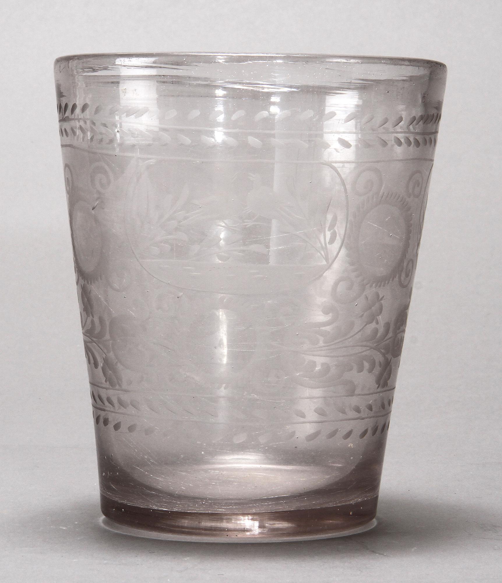 BÄGARE, glas, tidigt 1800-tal.