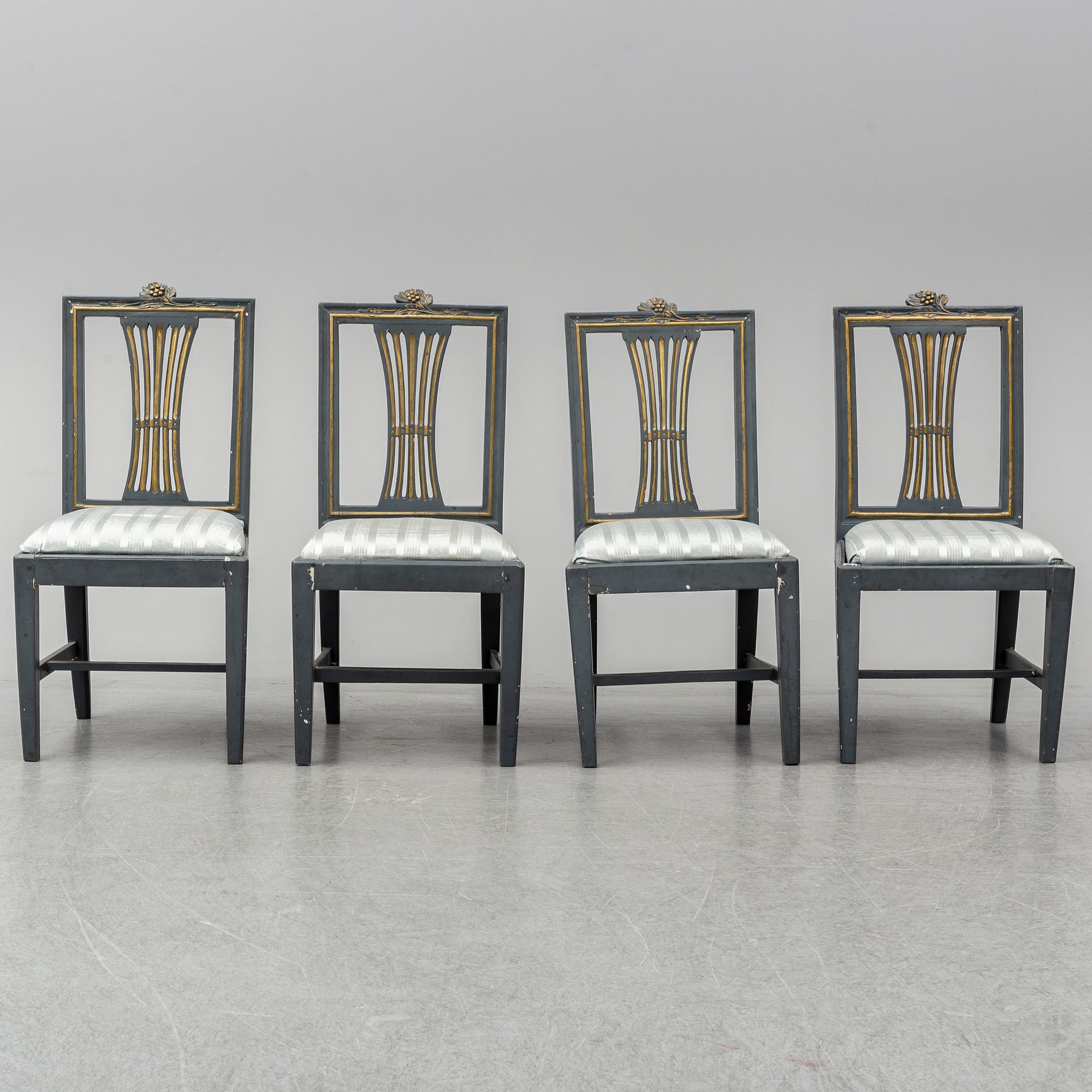 Four Gustavian chairs, Lindome, circa 1800.