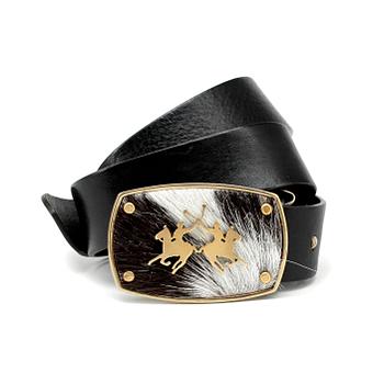 246. LA MARTINA, a black leather belt.