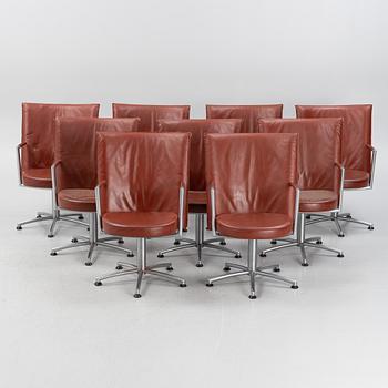 Erik Jørgensen, a set of nine 'Partner / EJ-70, chairs, designed by Foersom & Hiort-Lorenzen, Denmark.