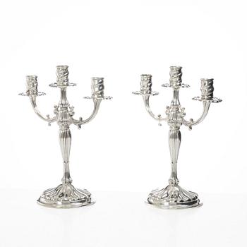 Candelabras, a pair, silver, 20th century.