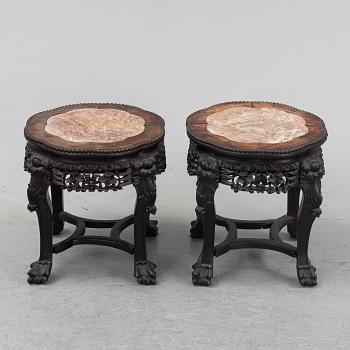 A pair of Chinese tables/stands, 20th Century.