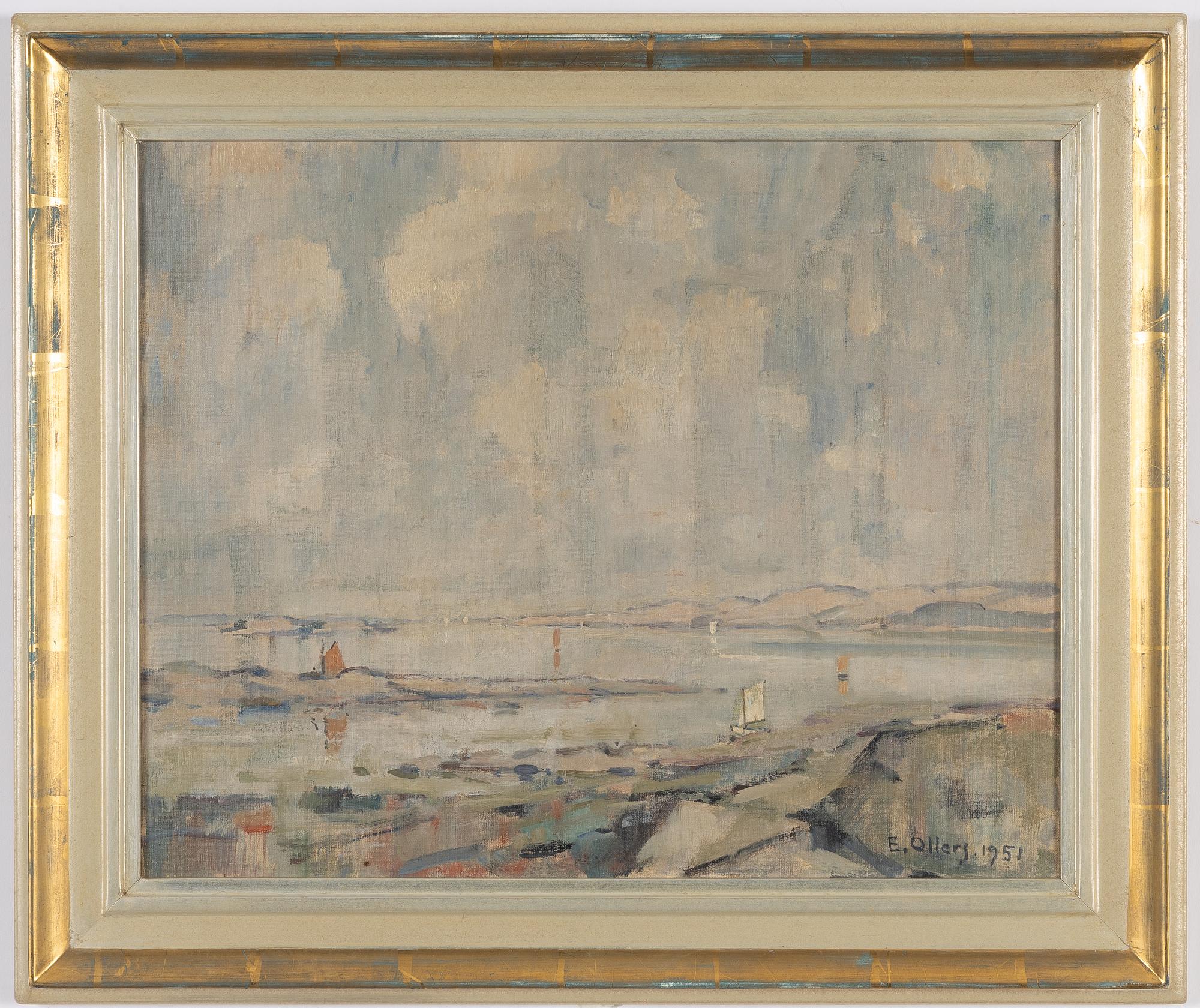 Edvin Ollers, Coastal Landscape with Sailing Boats.