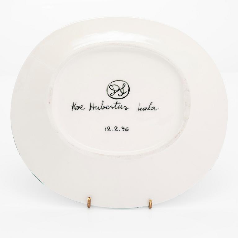 Dorrit von Fieandt, a porcelain dish, "Hubertus Fish", prototype. Signed DF 12.2.96.