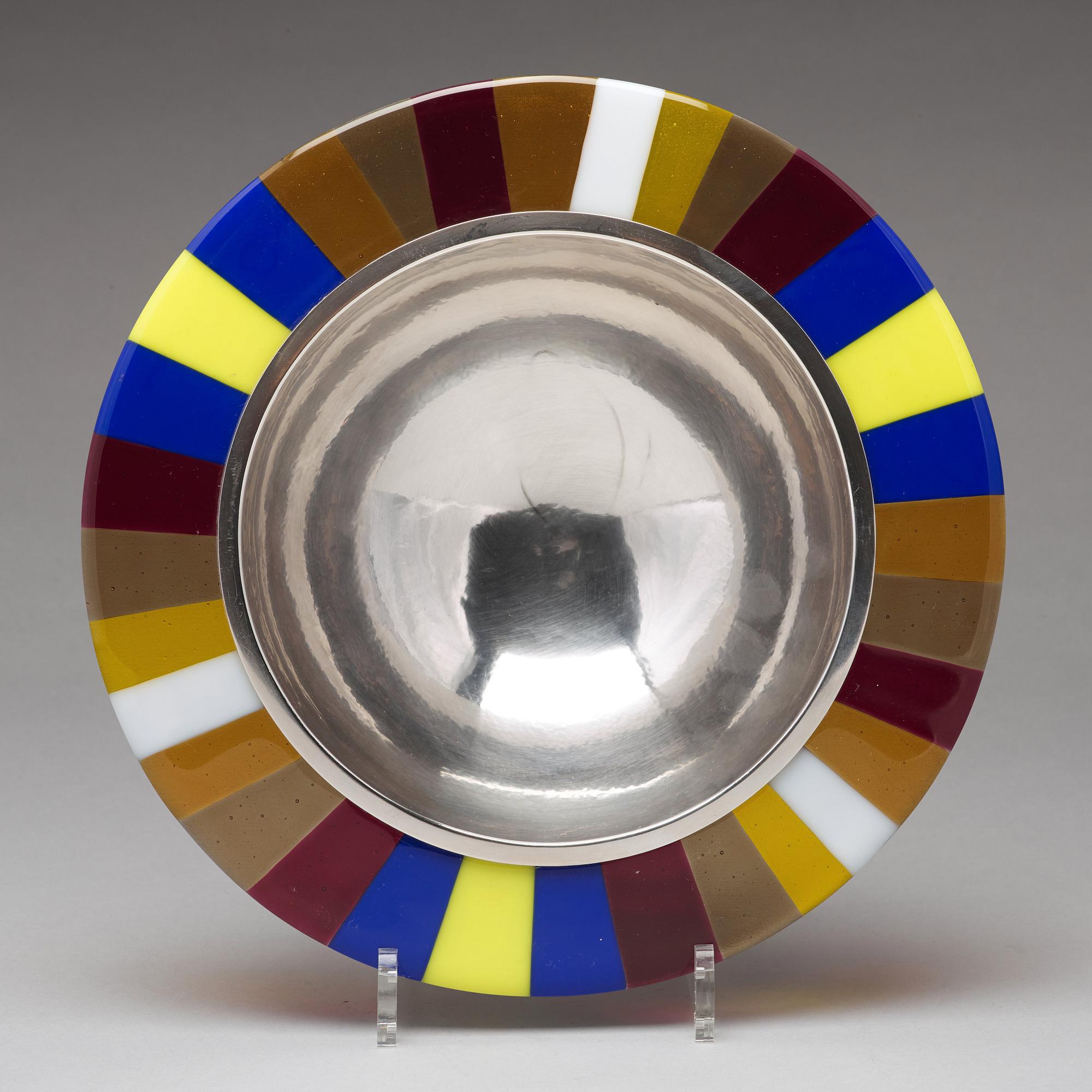 Rolf Karlsson, a sterling silver and glass bowl, Enköping (Grillby), 1996.