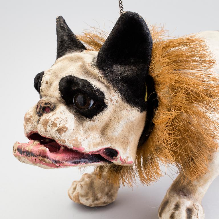 A papier mache french bulldog, France, ca 1900.