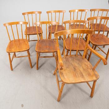 A set of eight chairs and an armchair Nässjö stolfabrik early 1900s.