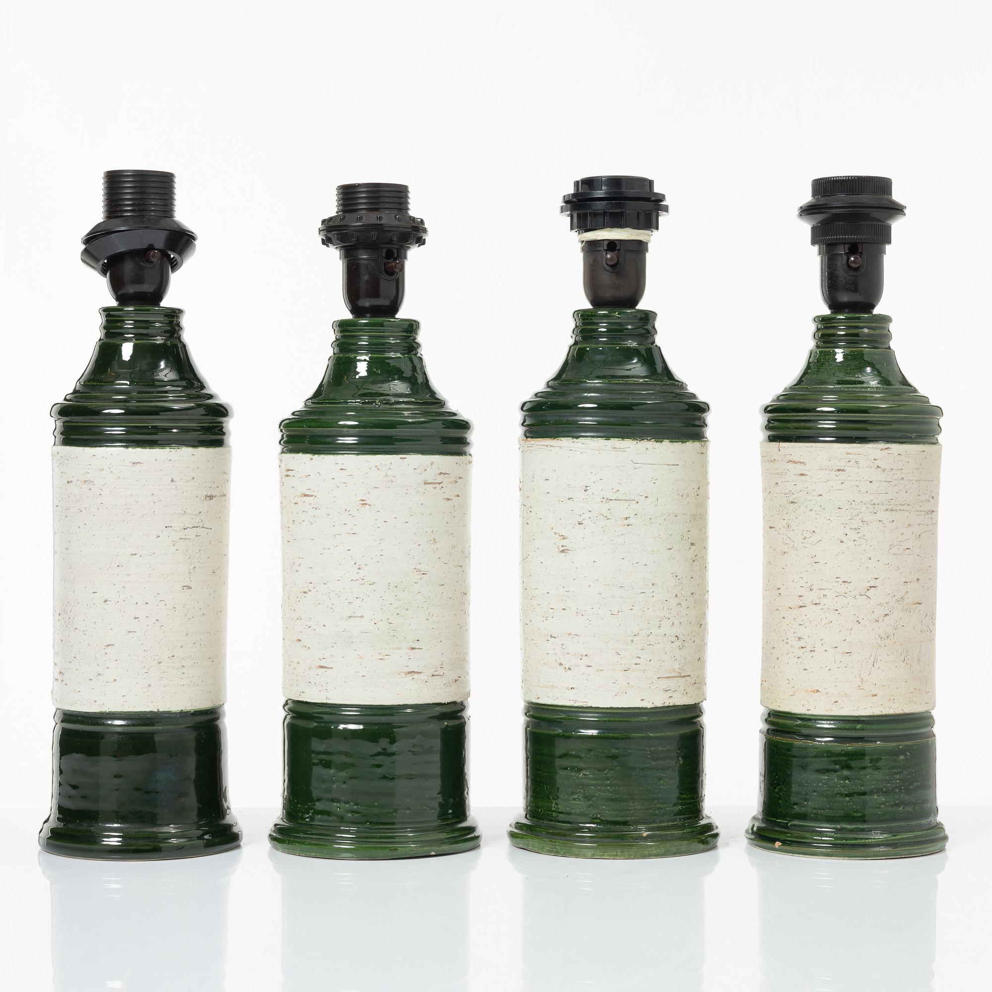 Bordslampor, 4 st, Bitossi för Bergboms, 1900-talets andra hälft.