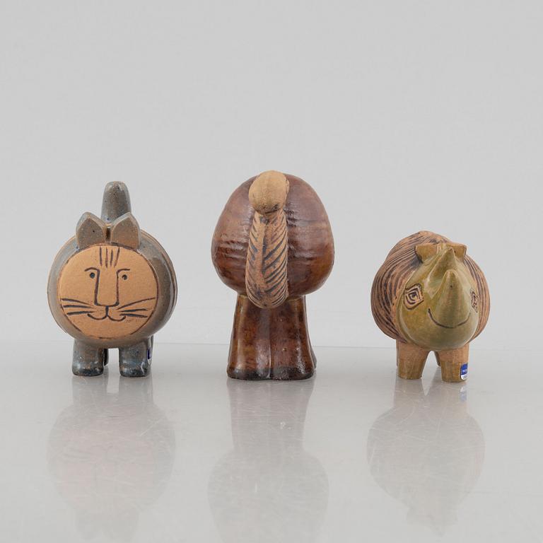 Lisa Larson, figuriner, 3 st, stengods, ur serien "Menageri", Gustavsberg.