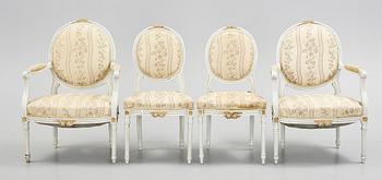 SOFFGRUPP, 5 delar, gustaviansk stil, 1900-tal.