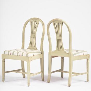 A set of six Gustavian chairs, Sweden, late 18th century.