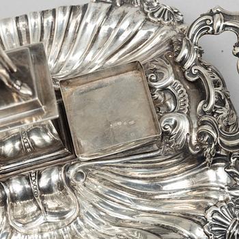 A silver inkstand, mark of Gustaf Möllenborg, Stockholm 1845-48.