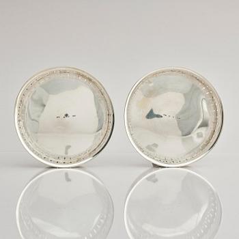 A pair of Swedish 19th century silver coasters, marks of Pehr Olof Bäckström, Gävle 1831 and 1832.