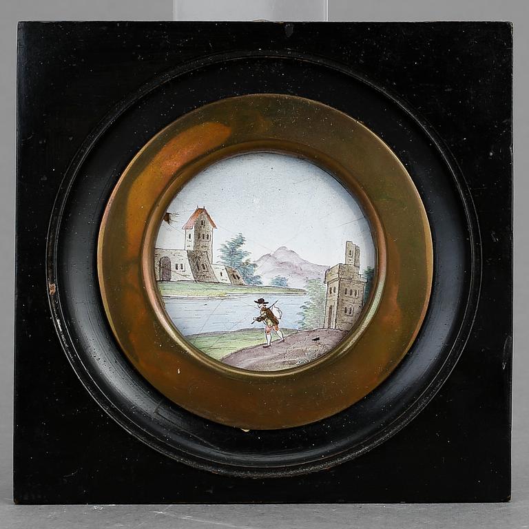 MINIATYRMÅLNING, emalj, troligen Frankrike, 1800-talets första hälft.