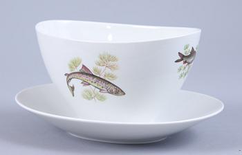 FISKSERVISDELAR, 8 st, porslin, Rörstrand.