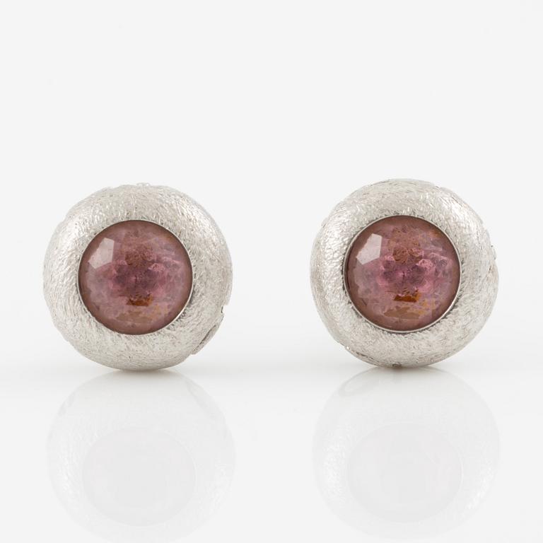 Ole Lynggaard a pair of "Bubbles" earrings in 18K white gold with tourmalines.