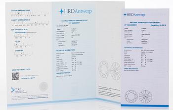 Örhängen, 14K vitguld med briljantslipade diamanter. Medföljande HRD sertifikat.