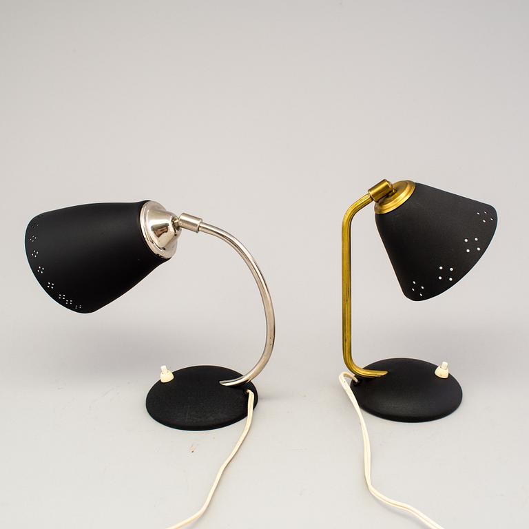 BORDSLAMPOR/VÄGGLAMPOR, ett par, Eric Wärnå, EWÅ, Värnamo, 1950-/60-tal.