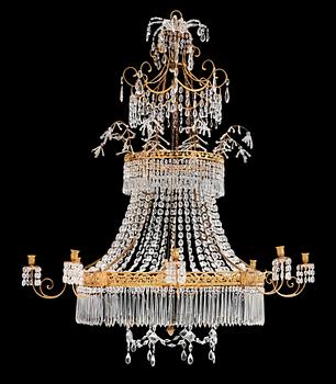 A German circa 1800 nine-light chandelier.